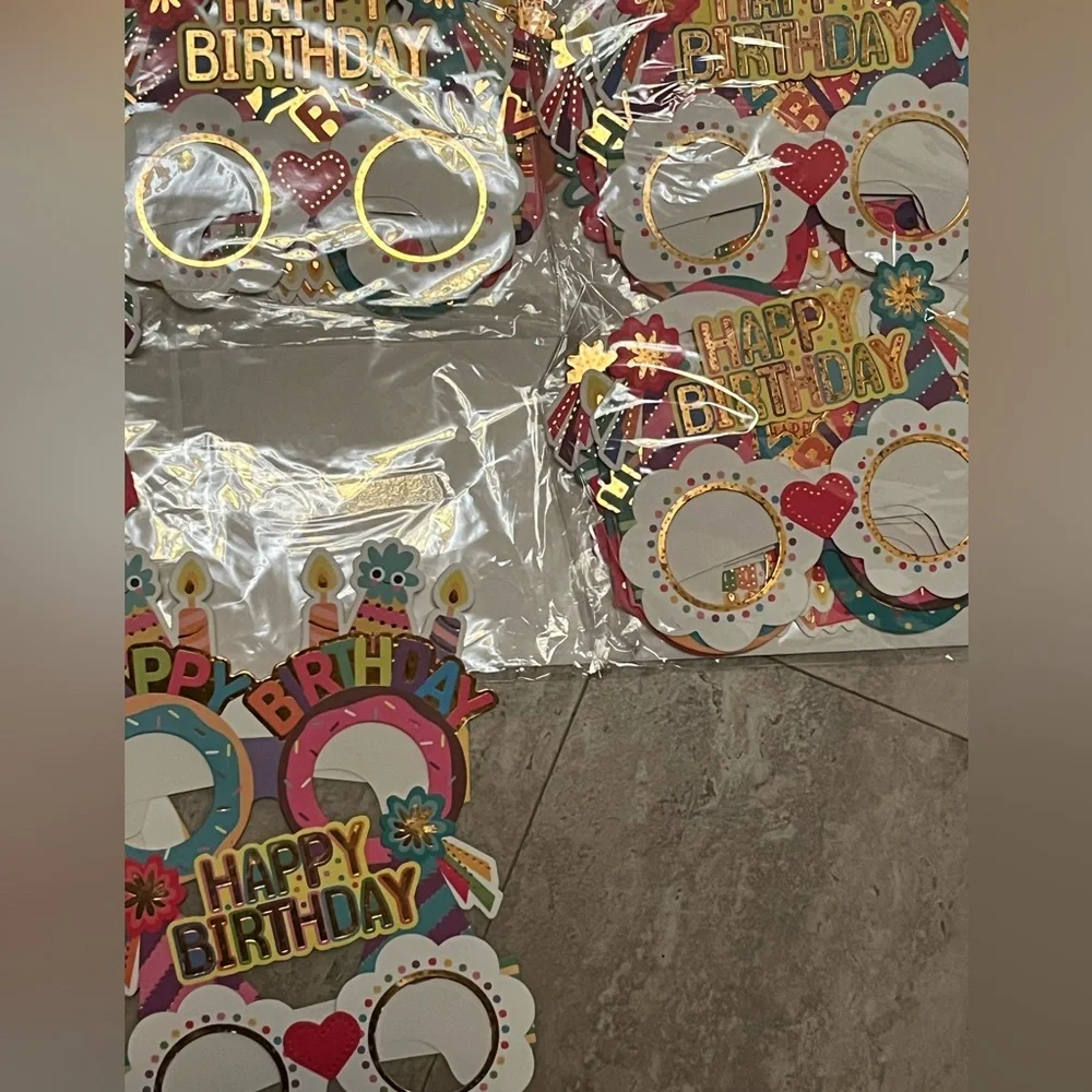 Kids child Colorful Paper cardboard Glasses Happy Birthday favors set of 24